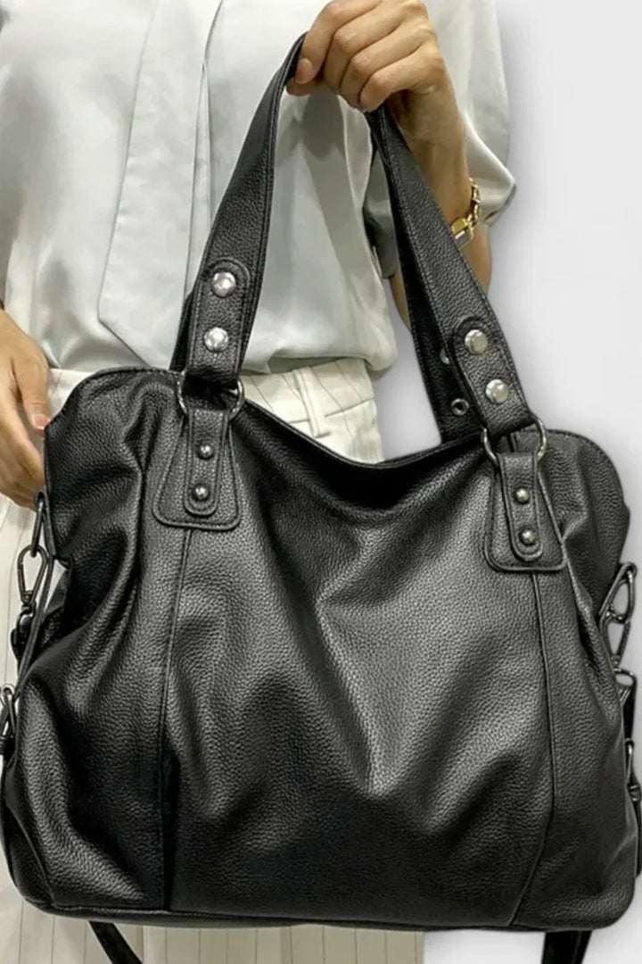 Womens Shoulder Handbag Studded Leather Top Handle Crossbody Strap