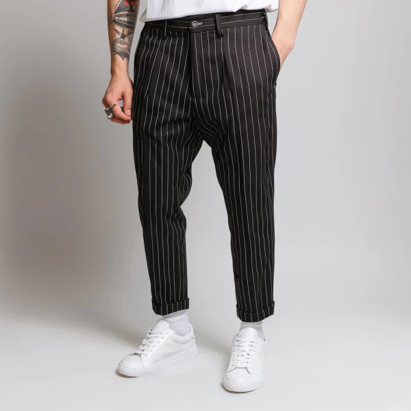 Mens Dress Trousers with Stripe Pattern Regular Fit - BritishMode