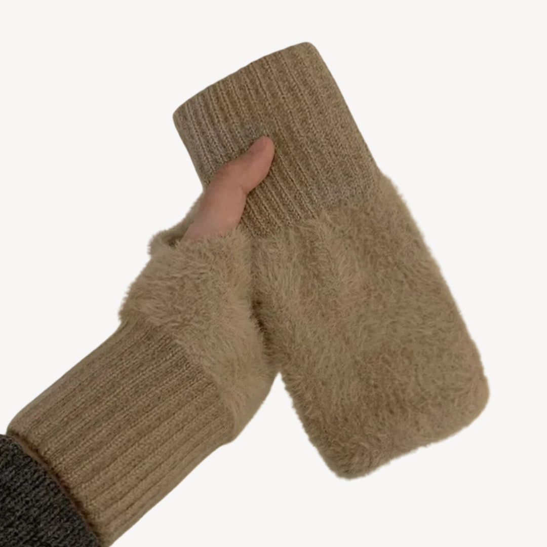 Womens Fingerless Gloves Fuzzy Soft