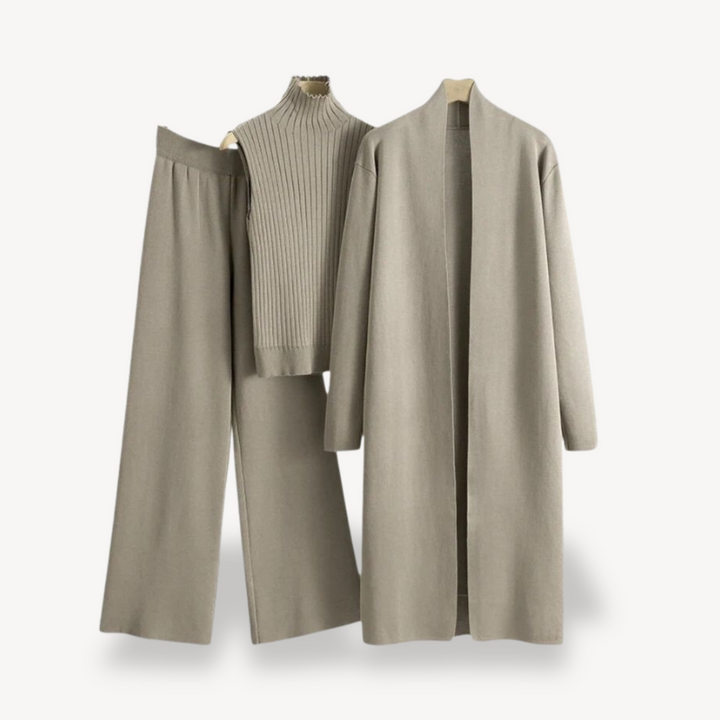 Womens Ribbed Knit Set Three-Piece Comfortable Fit