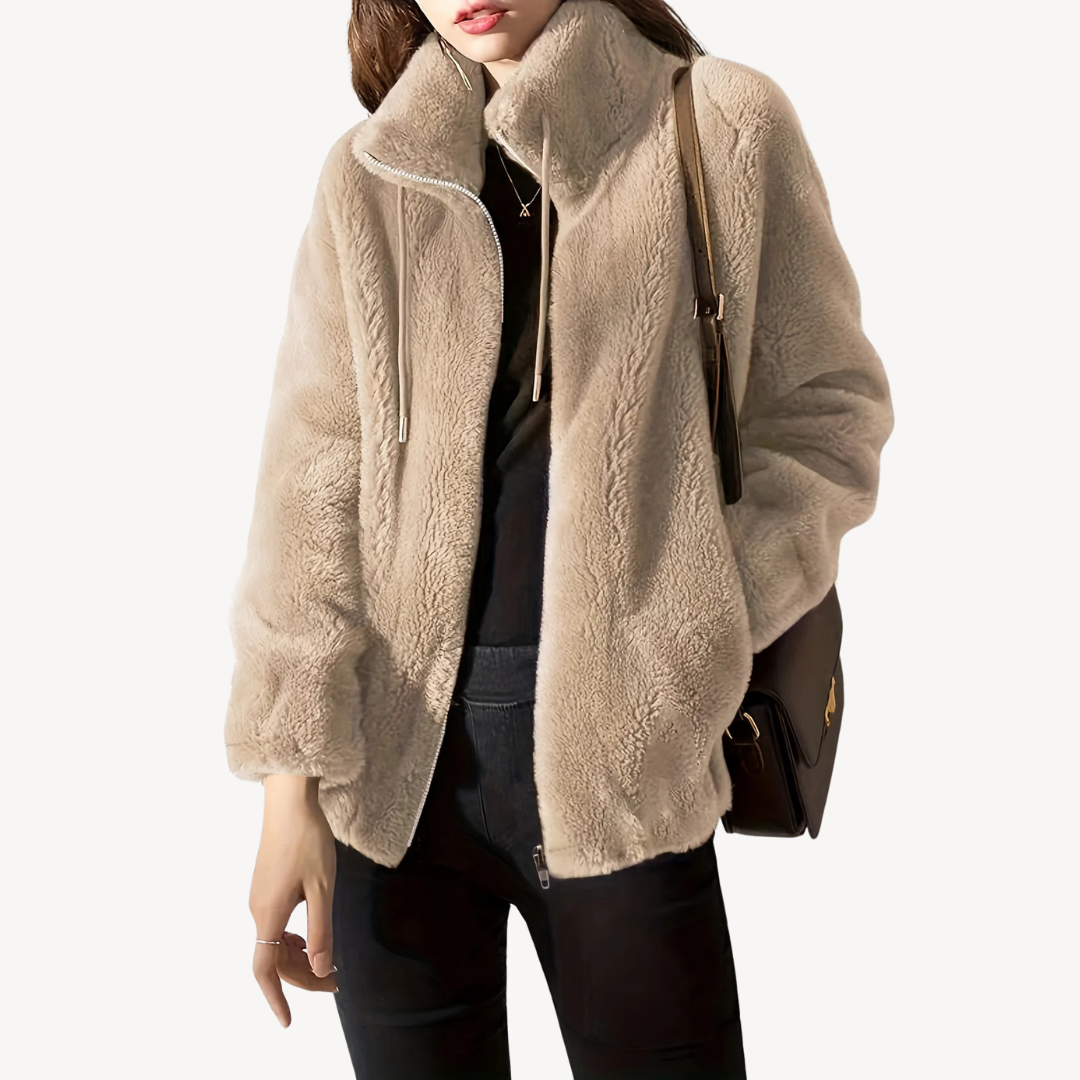 Womens Faux Fur Jacket Zip-Up Style