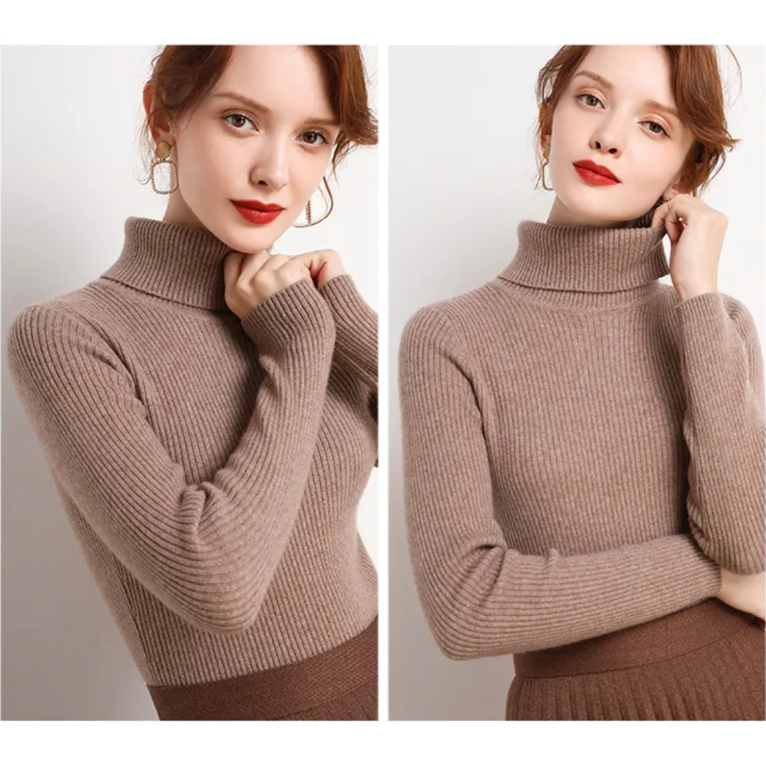 Womens Cashmere Turtleneck Sweater Winter-Ready Fit