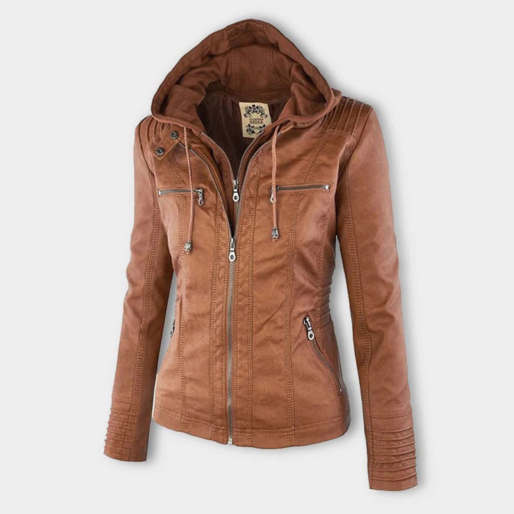Womens Leather Biker Jacket Fitted Style - BritishMode