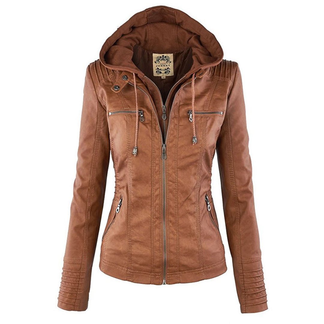 Womens Leather Biker Jacket Fitted Style