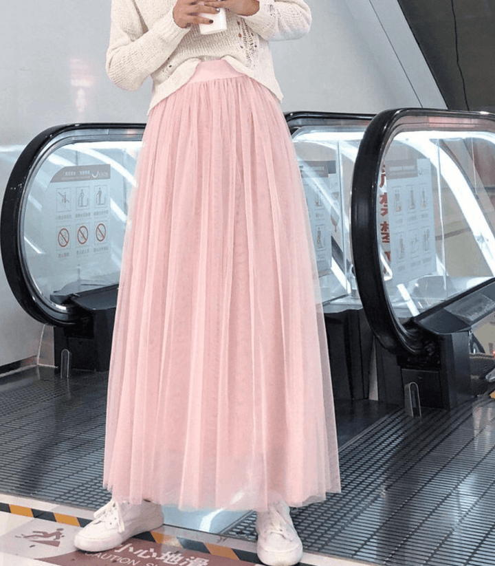 Womens Ankle-Length Skirt High Waist Fit
