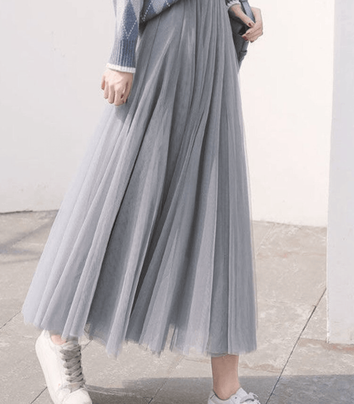 Womens Ankle-Length Skirt High Waist Fit