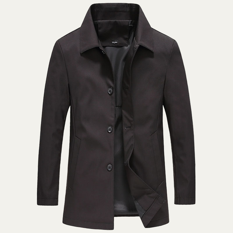 Mens Car Coat Wool Blend Single Breasted Classic Fit