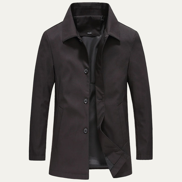 Mens Car Coat Wool Blend Single Breasted Classic Fit