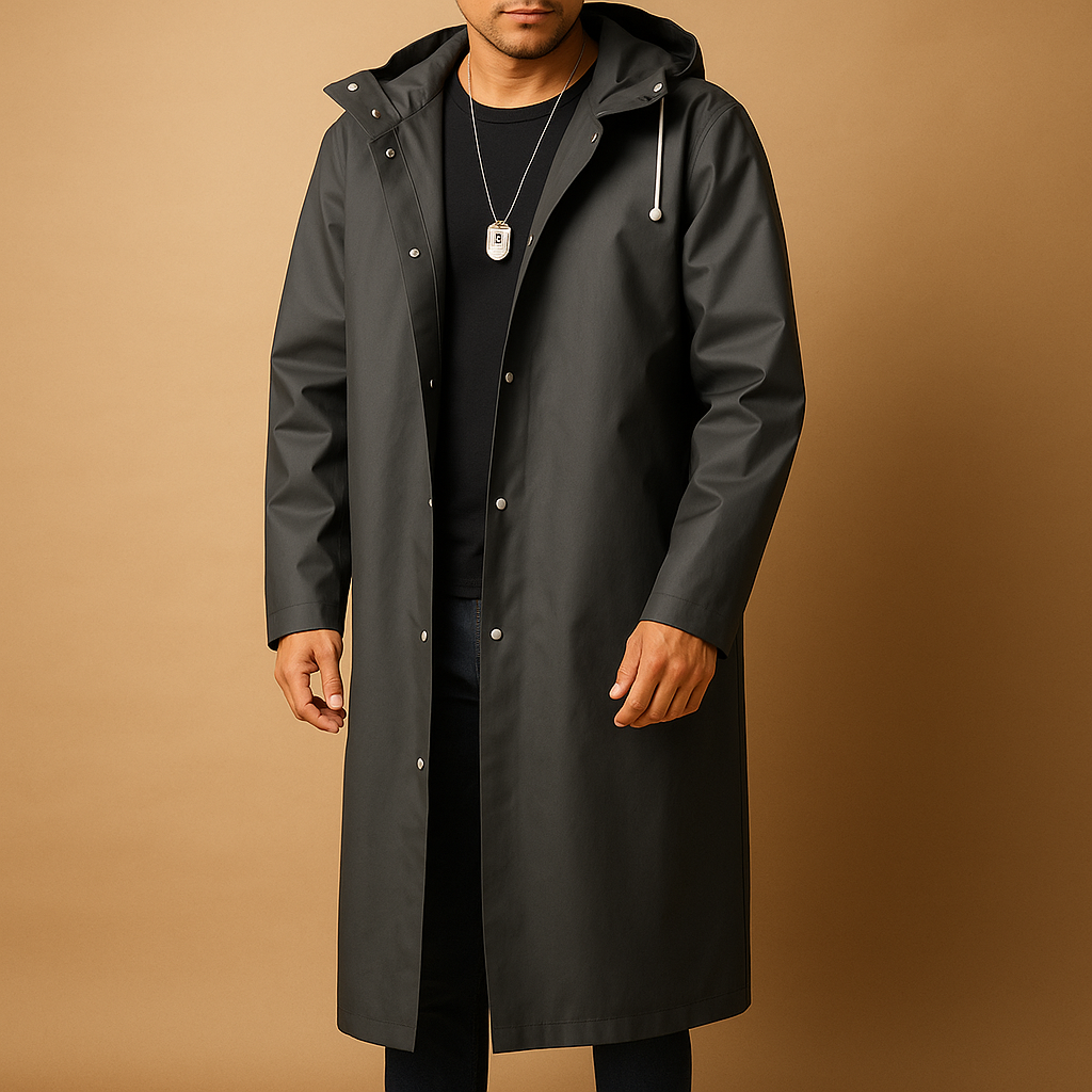 Mens Waterproof Raincoat with Hood Lined Outdoor Fit - BritishMode