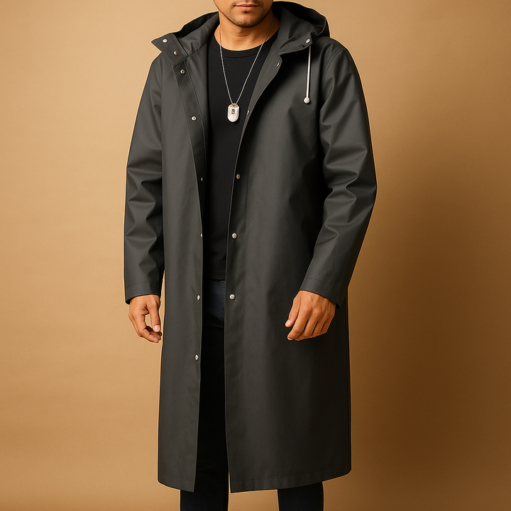 Mens Waterproof Raincoat with Hood Lined Outdoor Fit - BritishMode