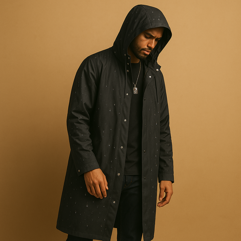 Mens Waterproof Raincoat with Hood Lined Outdoor Fit