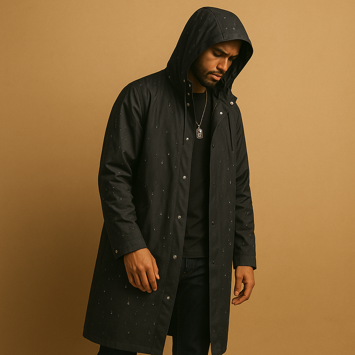 Mens Waterproof Raincoat with Hood Lined Outdoor Fit