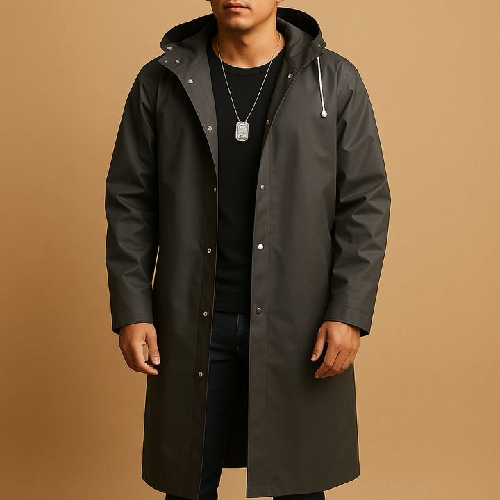 Mens Waterproof Raincoat with Hood Lined Outdoor Fit