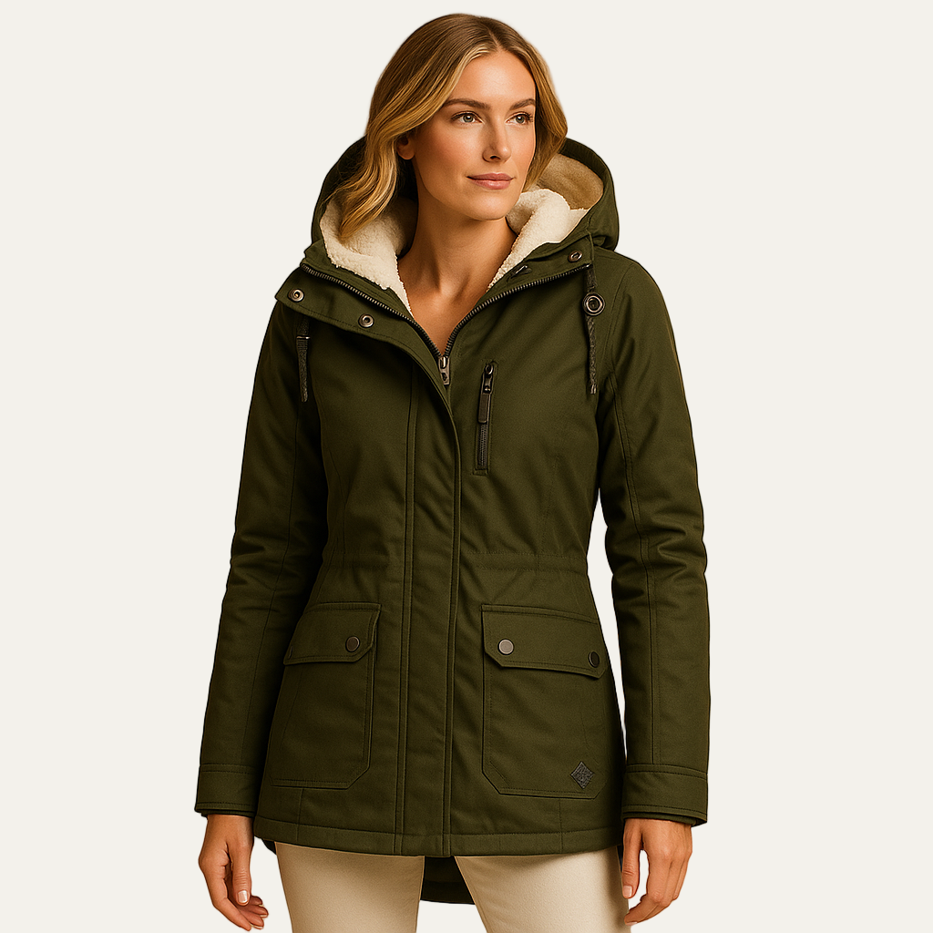Womens Hooded Parka Jacket Sherpa Lined - BritishMode