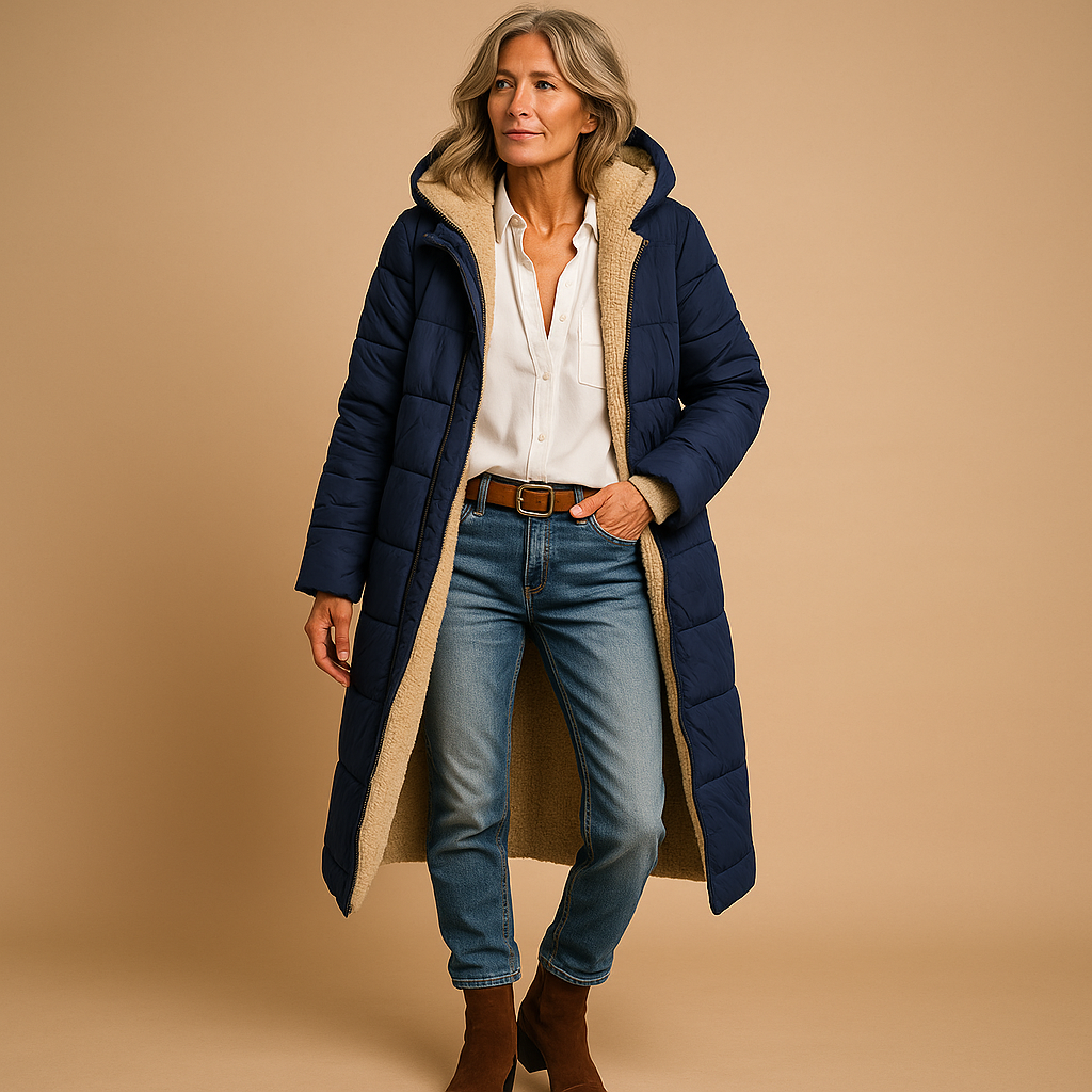 Womens Long Quilted Padded Coat Warm Insulated