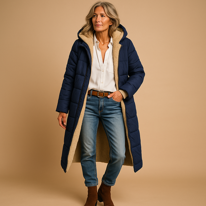 Womens Long Quilted Padded Coat Warm Insulated