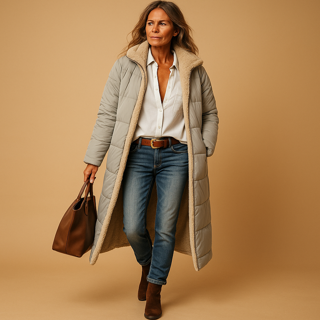 Womens Long Quilted Padded Coat Warm Insulated