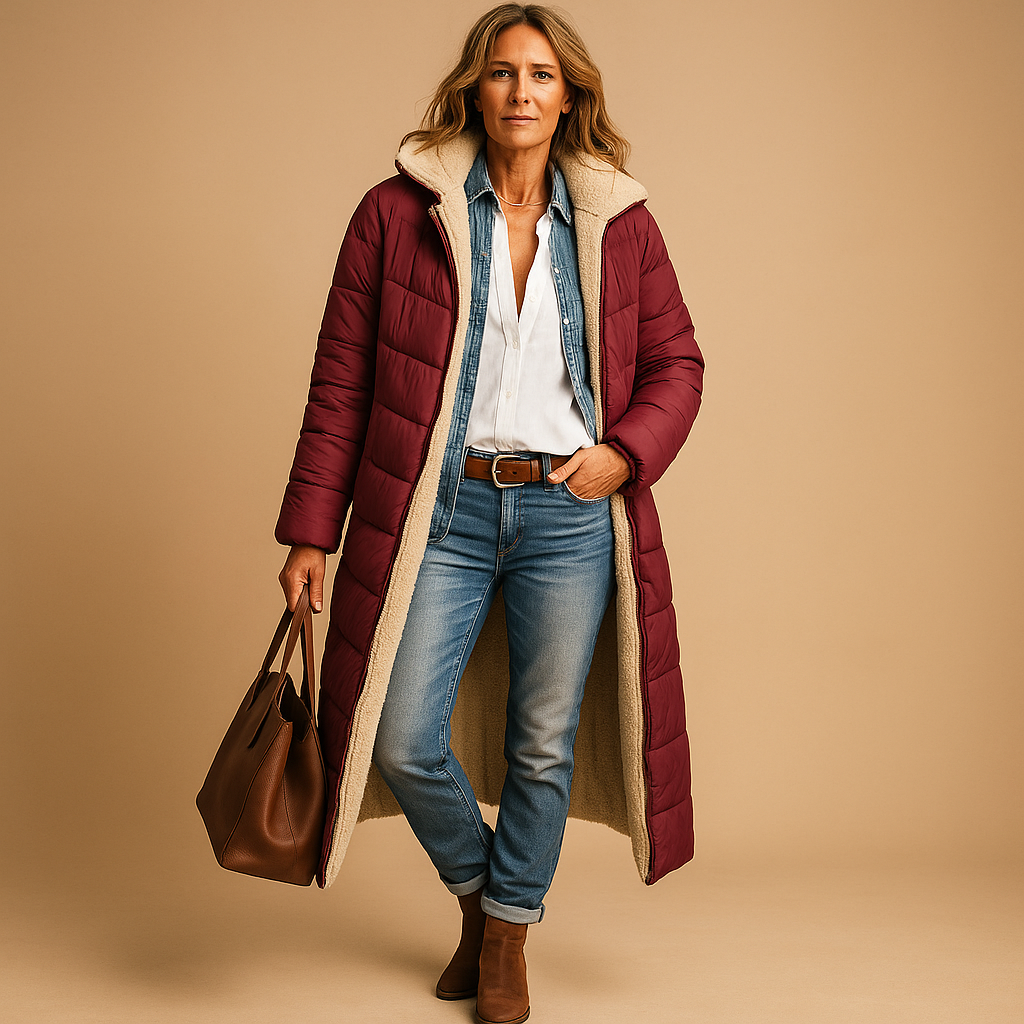 Womens Long Quilted Padded Coat Warm Insulated