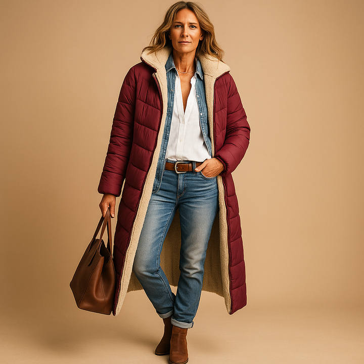 Womens Long Quilted Padded Coat Warm Insulated