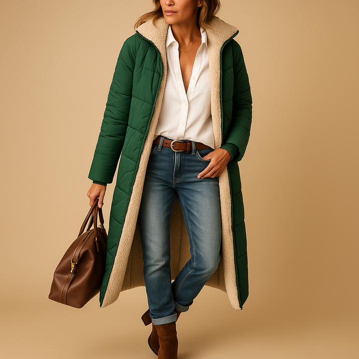 Womens Long Quilted Padded Coat Warm Insulated