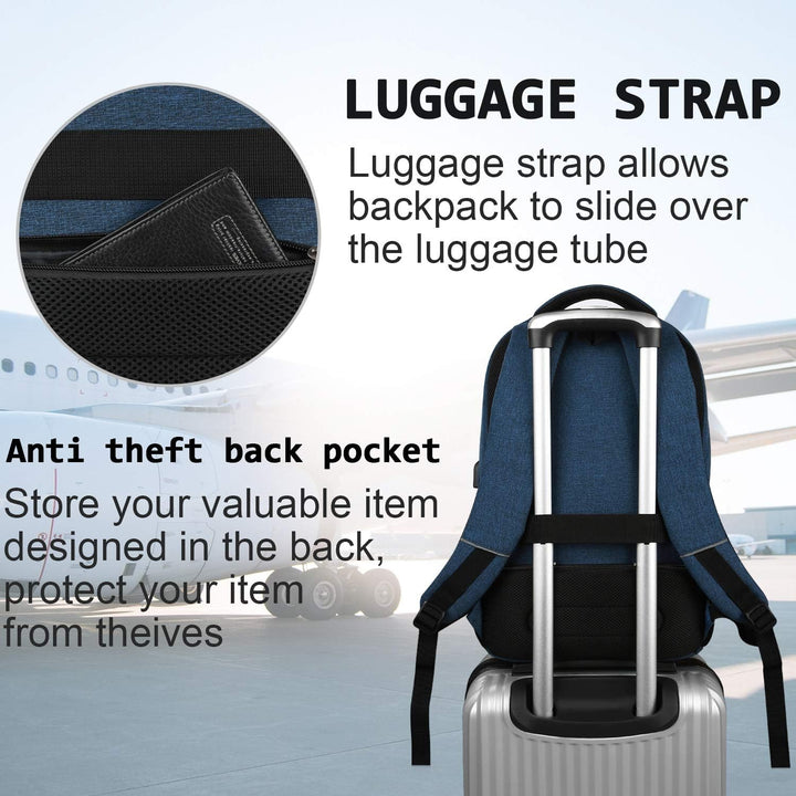 Unisex Slim Laptop Backpack Anti-Theft USB Charging Port