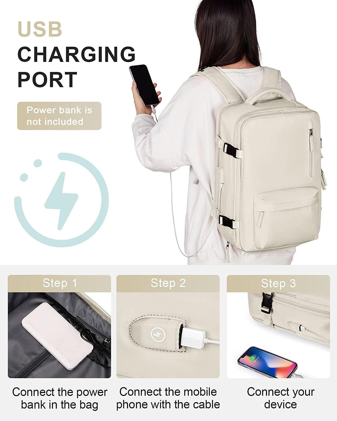 Unisex Travel Backpack Waterproof with Shoe Compartment USB Port