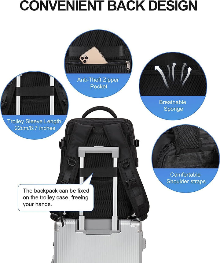 Unisex Travel Backpack Waterproof with Shoe Compartment USB Port
