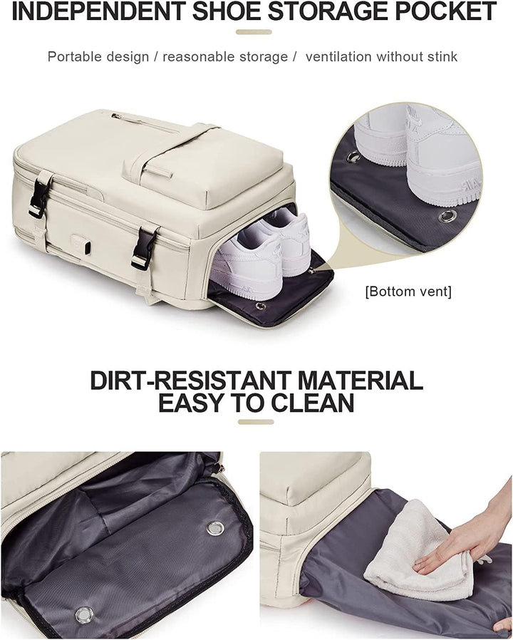 Unisex Travel Backpack Waterproof with Shoe Compartment USB Port