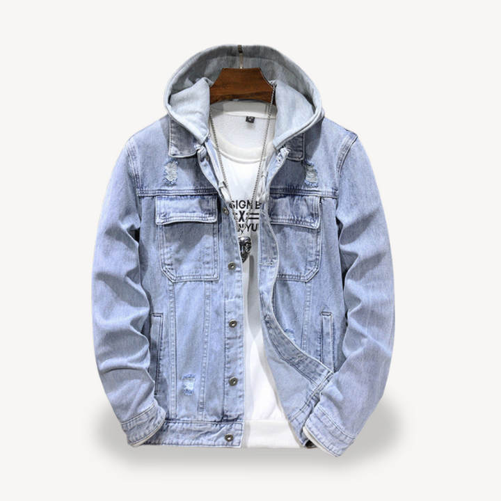 Mens Denim Hoodie Jacket Casual Fit