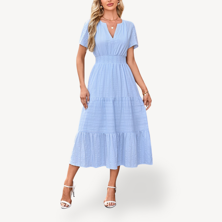 Womens Tiered Midi Dress Relaxed Fit