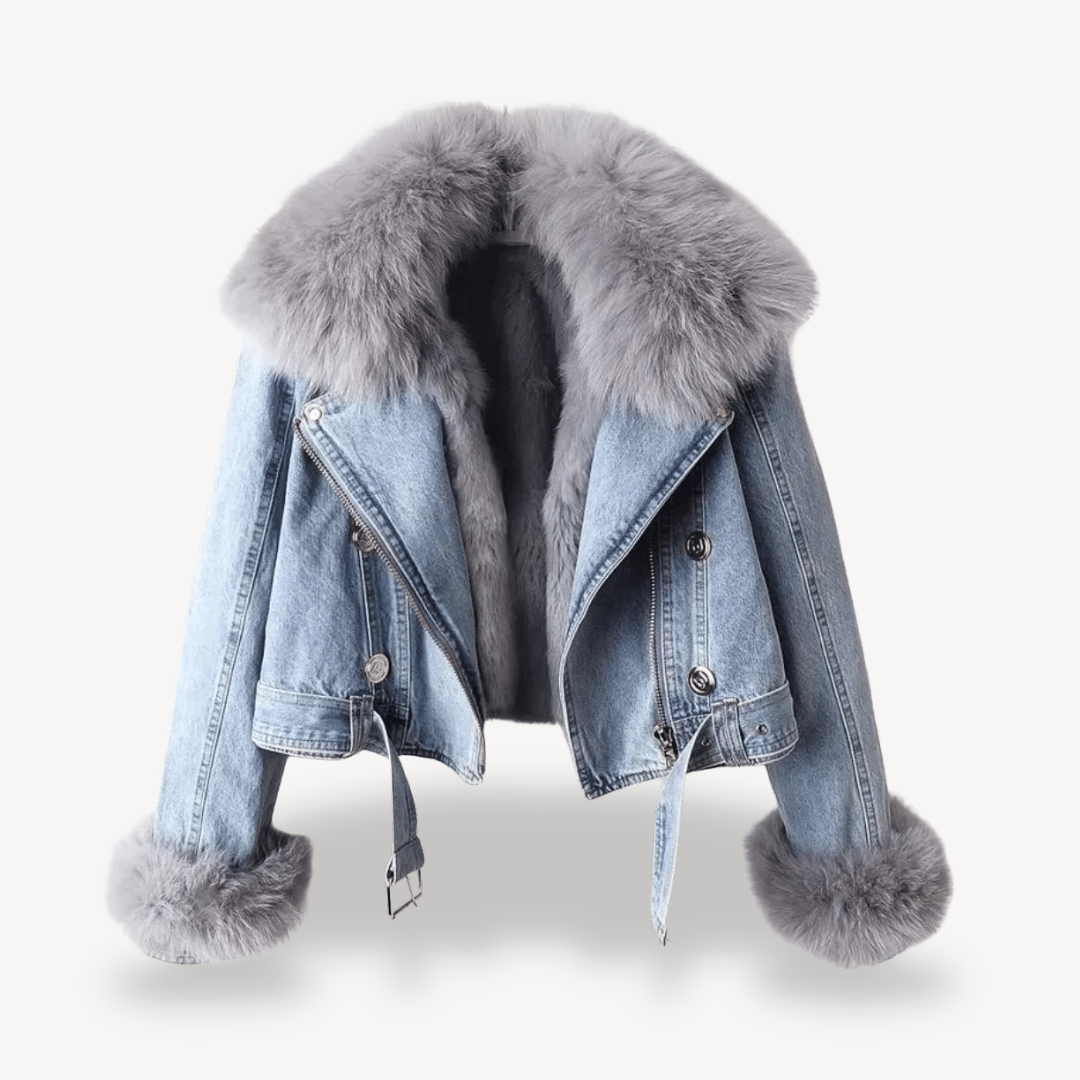 Womens Denim Jacket Faux Fur Lined Regular Fit