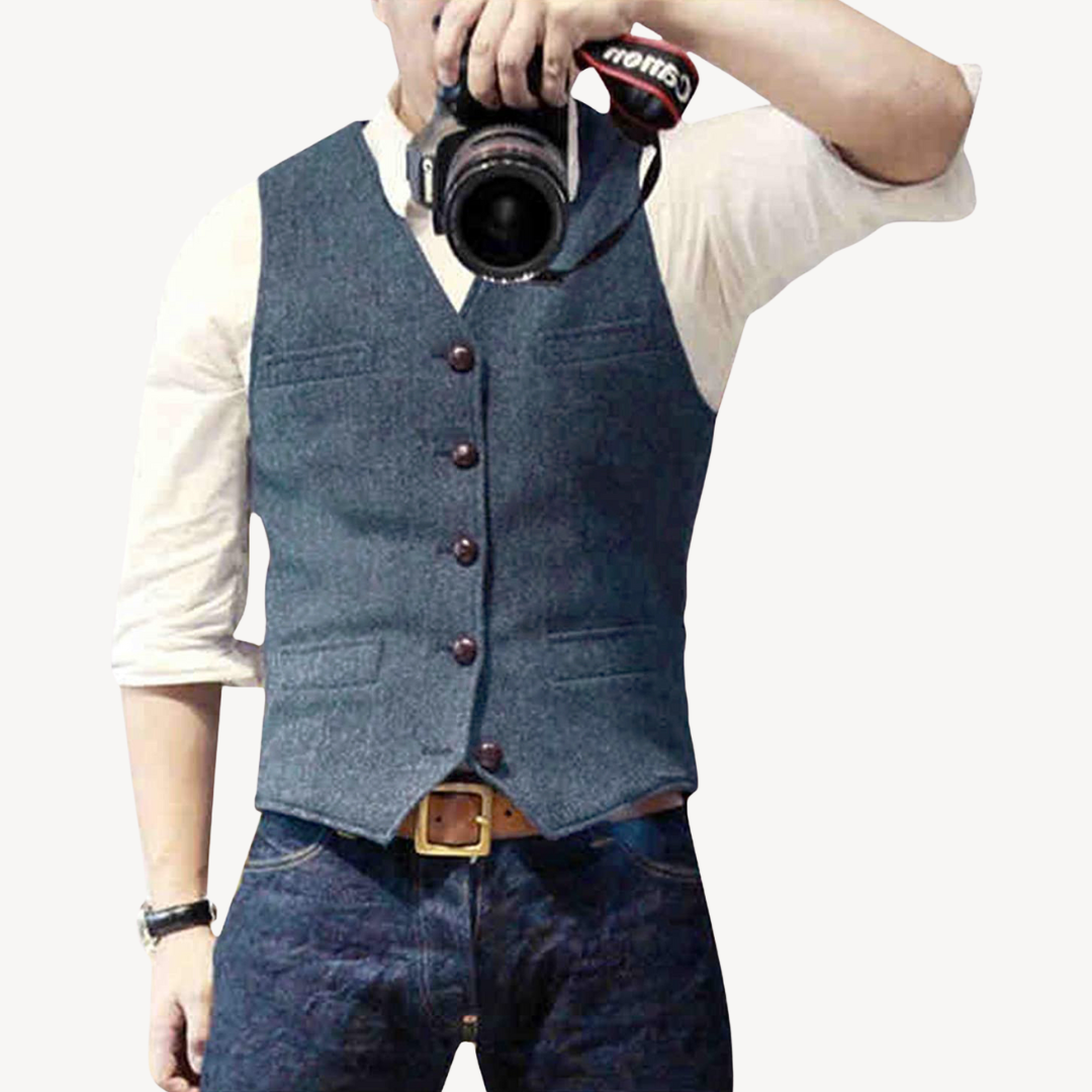 Mens Wool Vest Buttoned Front
