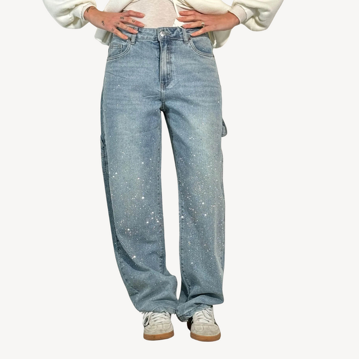 Womens Cargo Jeans Relaxed Fit Durable Cotton