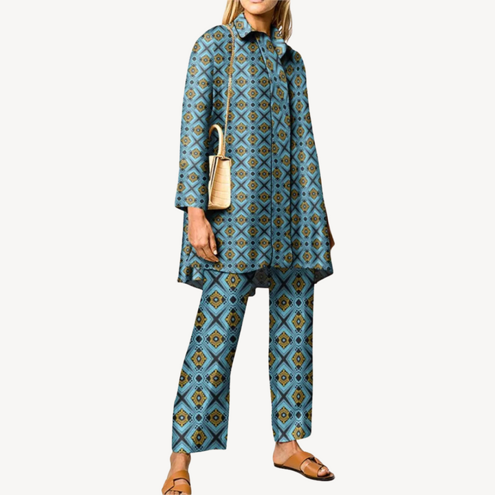 Womens Co-Ord Set with Abstract Print Relaxed Fit