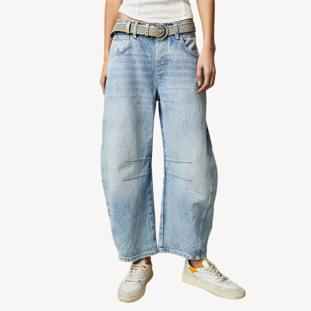 Womens Denim Pants Wide-Leg Relaxed Fit