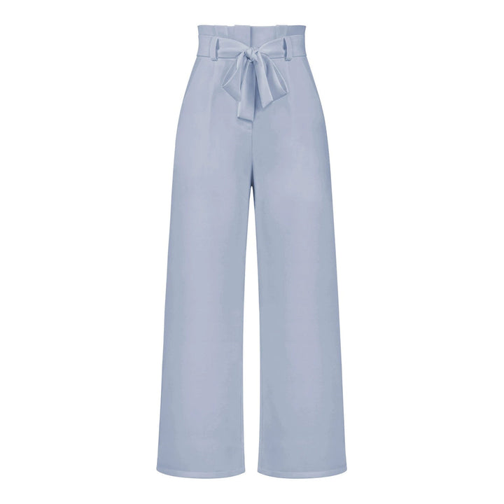 Womens High-Waisted Trousers with Tie Waist Relaxed Fit
