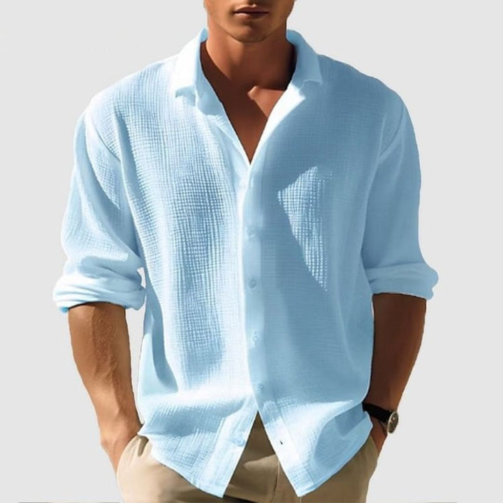 Mens Cotton Shirt Relaxed Fit Long Sleeve
