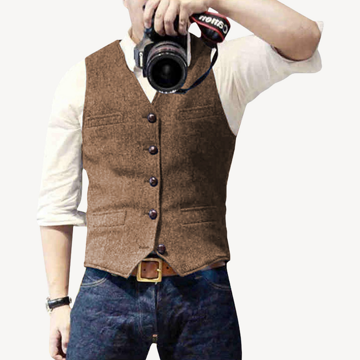 Mens Wool Vest Buttoned Front