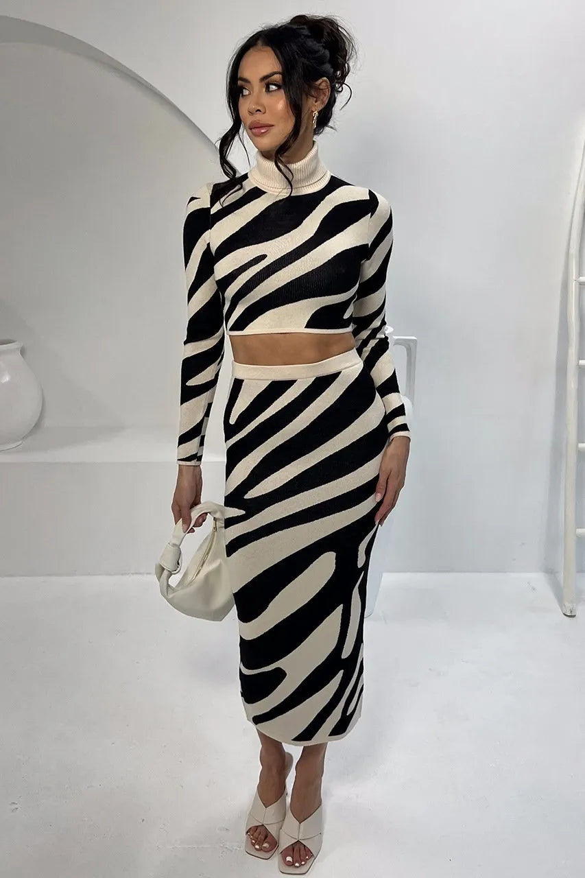 Womens Long-Sleeve Blouse and Pencil Skirt Set Classic Fit - BritishMode