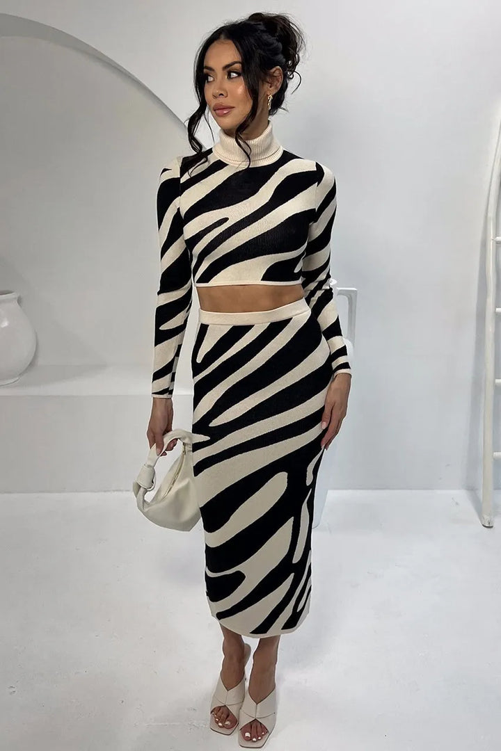Womens Long-Sleeve Blouse and Pencil Skirt Set Classic Fit - BritishMode