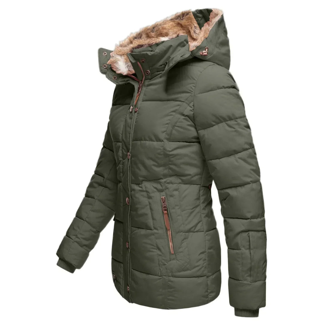 Womens Hooded Puffer Jacket Insulated Lightweight Fit