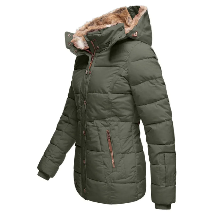 Womens Hooded Puffer Jacket Insulated Lightweight Fit
