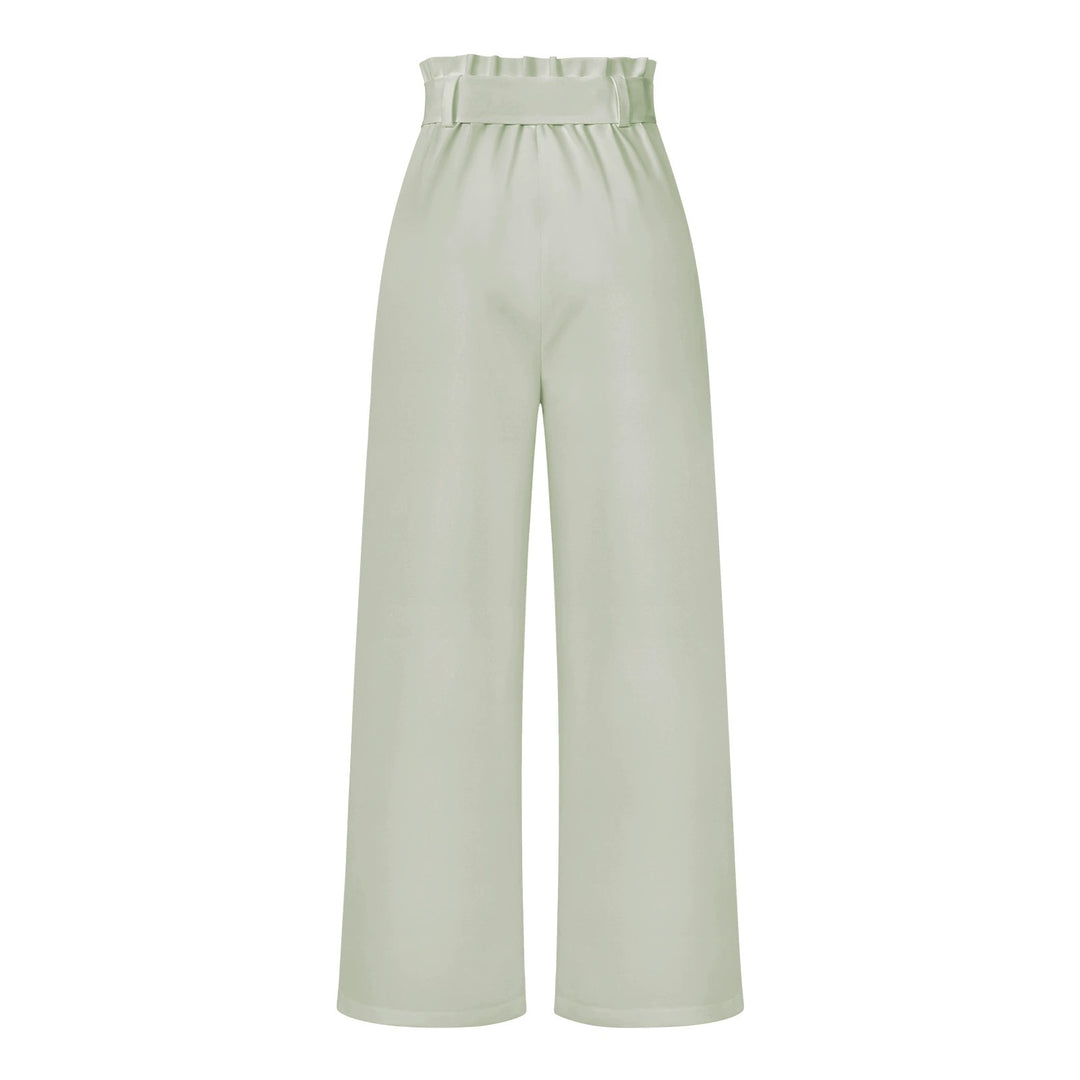 Womens High-Waisted Trousers with Tie Waist Relaxed Fit