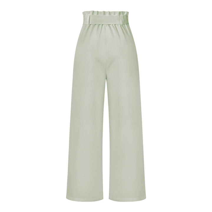 Womens High-Waisted Trousers with Tie Waist Relaxed Fit