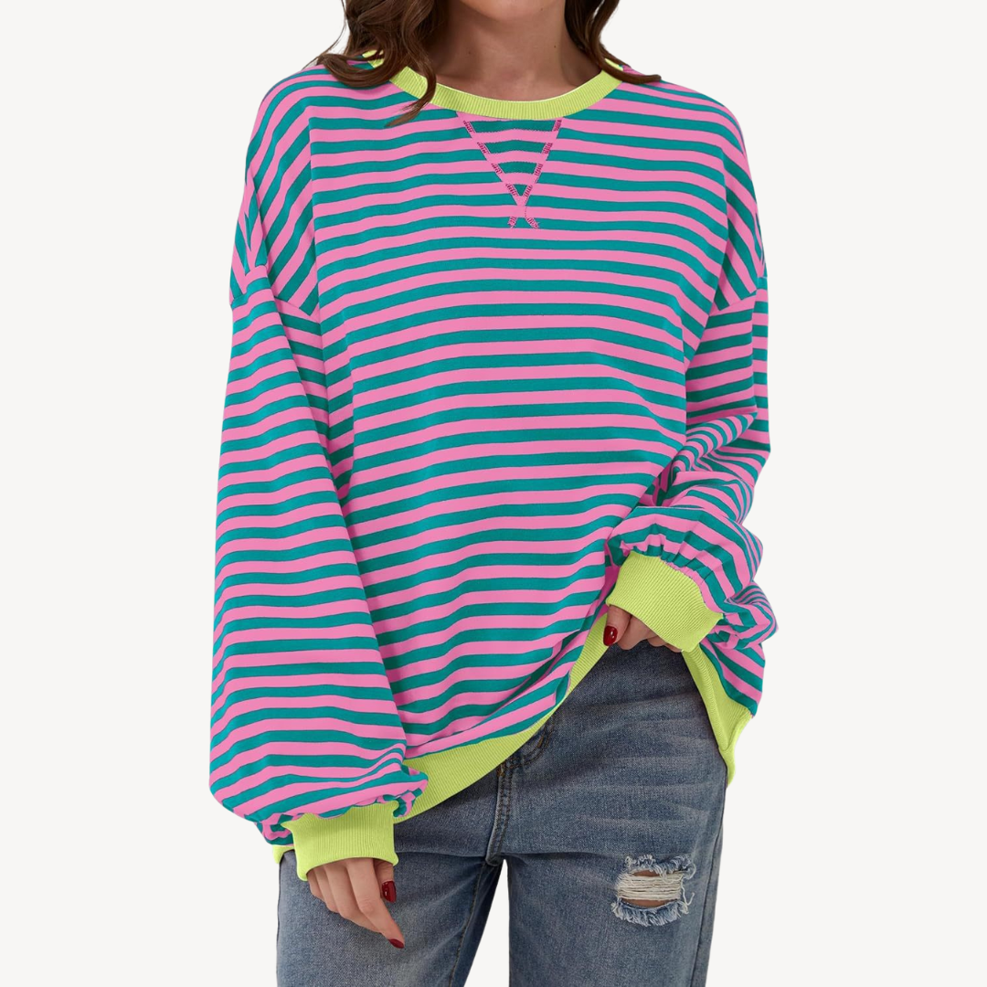 Womens Long Sleeve Top Striped Pattern