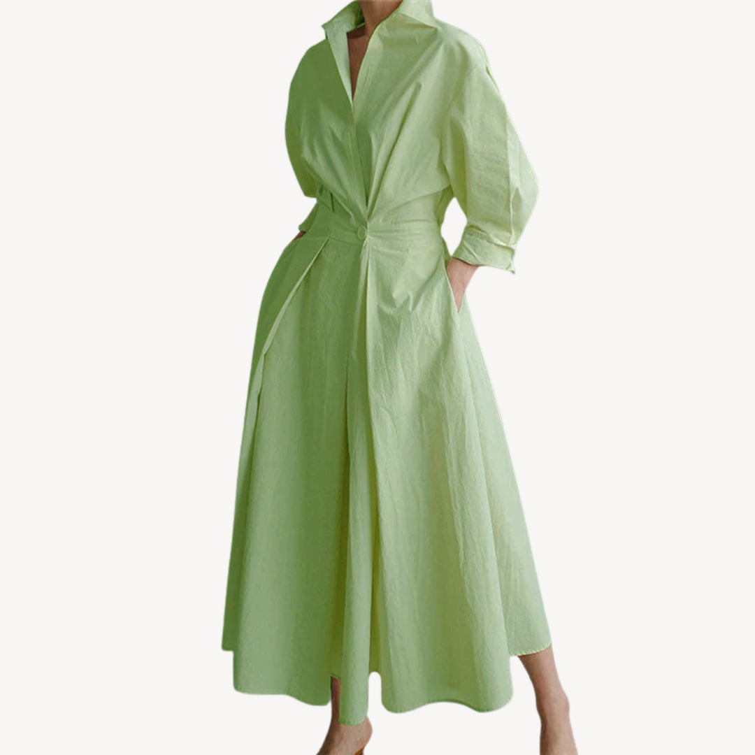 Womens Shirt Dress Cotton Linen Blend Relaxed Fit
