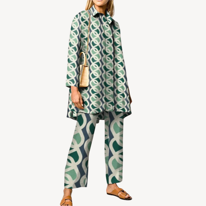 Womens Co-Ord Set with Abstract Print Relaxed Fit
