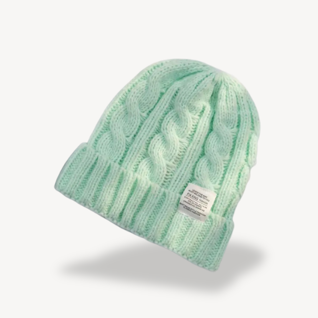 Womens Cable Knit Beanie Wool Blend Soft Fit