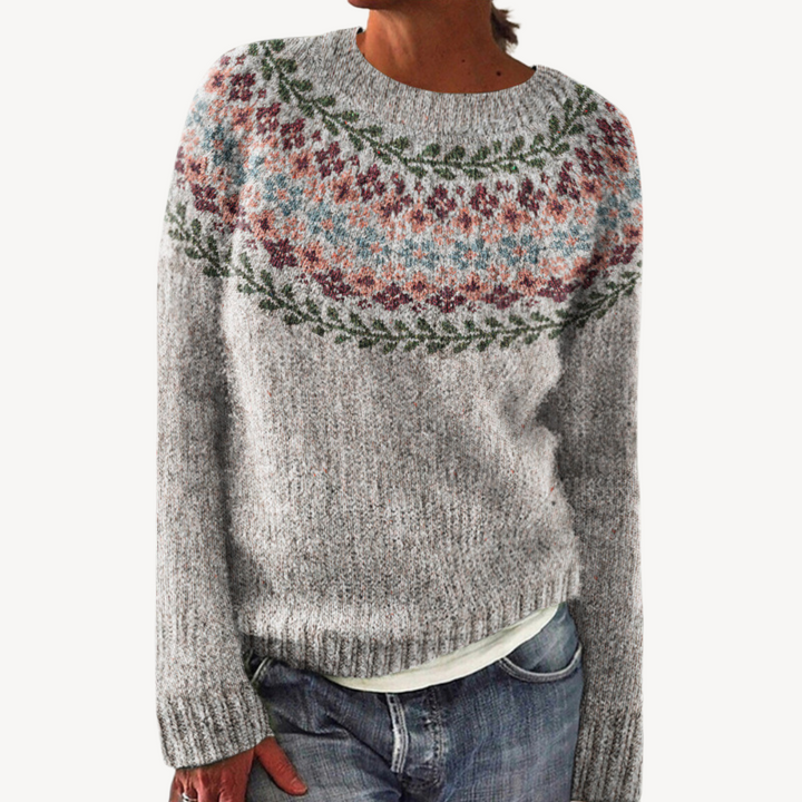 Womens Sweater with Embroidered Floral Design