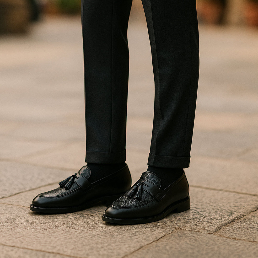 Mens Formal Leather Tassel Loafers Classic Fit
